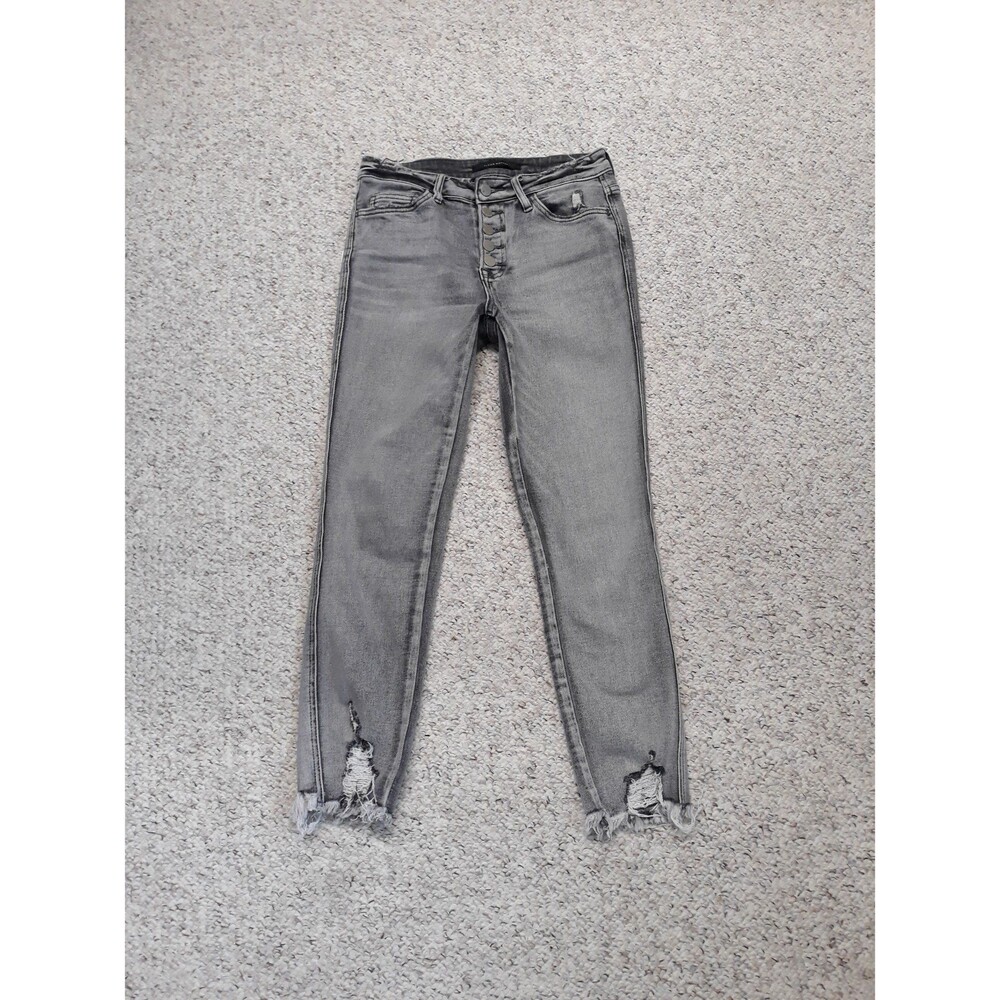 27 Flying Monkey High Rise Ankle Skinny Exposed Buttonfly Crop Fray Hem
